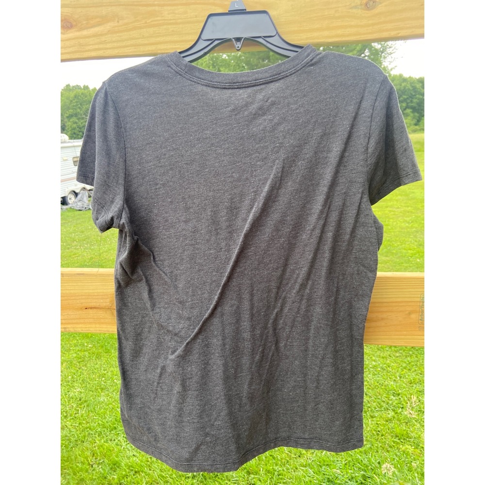 Aeropostale Womens XL Classic Crew T Charcoal Grey Pink Glitter NYC 1987 Graphic - Picture 3 of 7